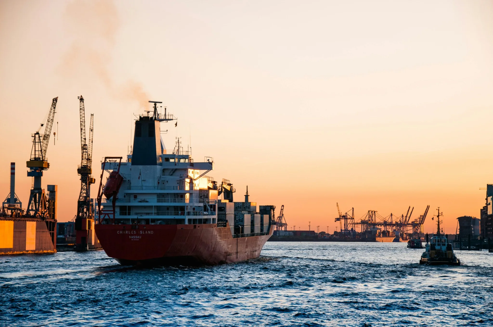 Container ship at port